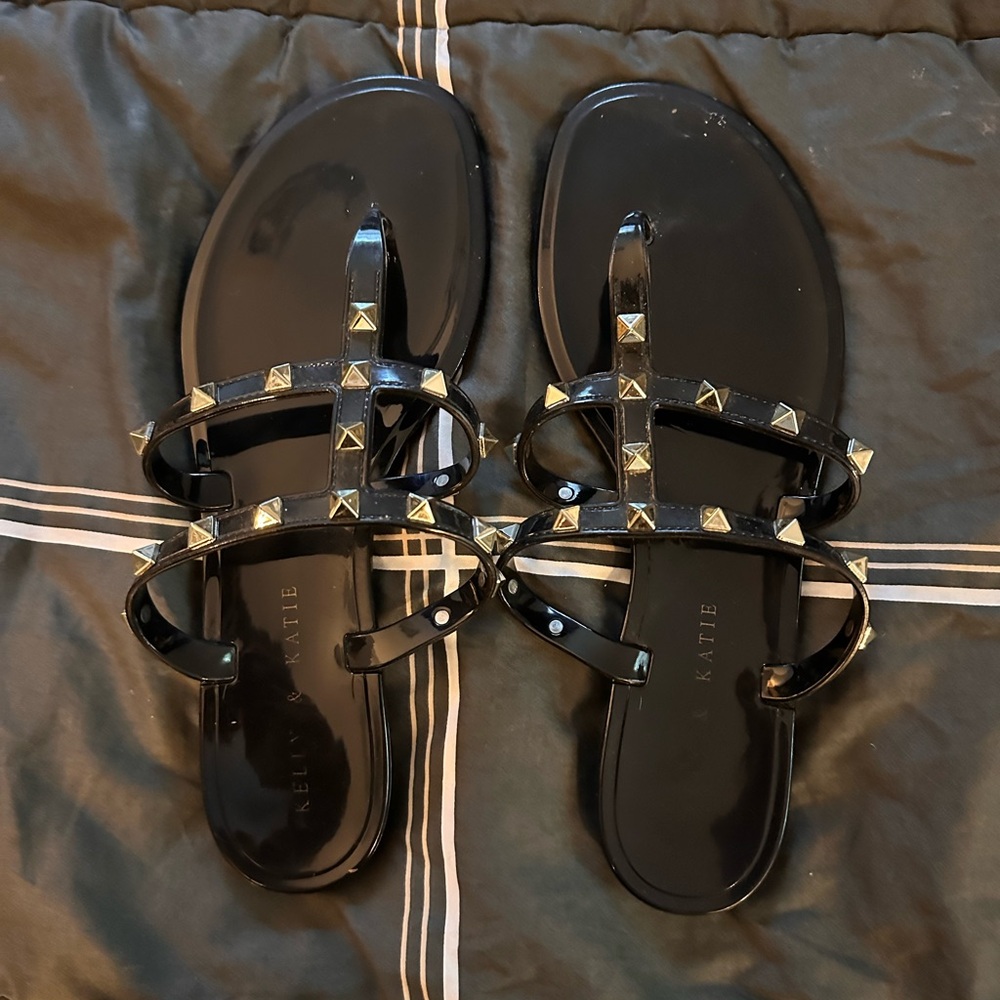 Kelly and Katie black stud sandals